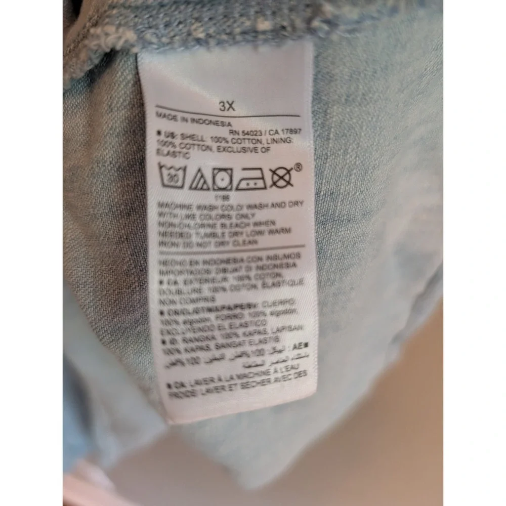 Old Navy 3X Denim Chambray Peasant Top‎ Puff Sleeve Smocked Boho Prairie Cottage